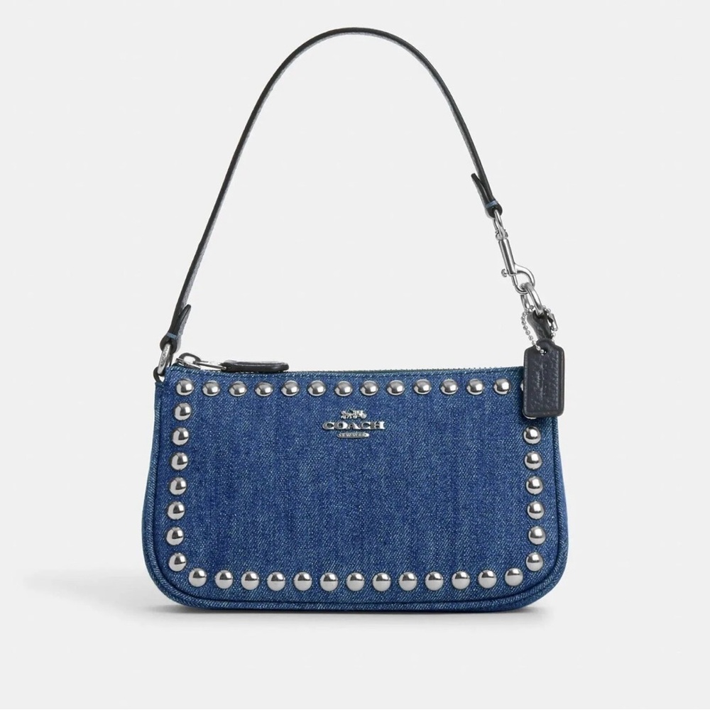 NWT Authentic Coach CM251 Nolita 19 Denim Bag Purse Silver Rivets